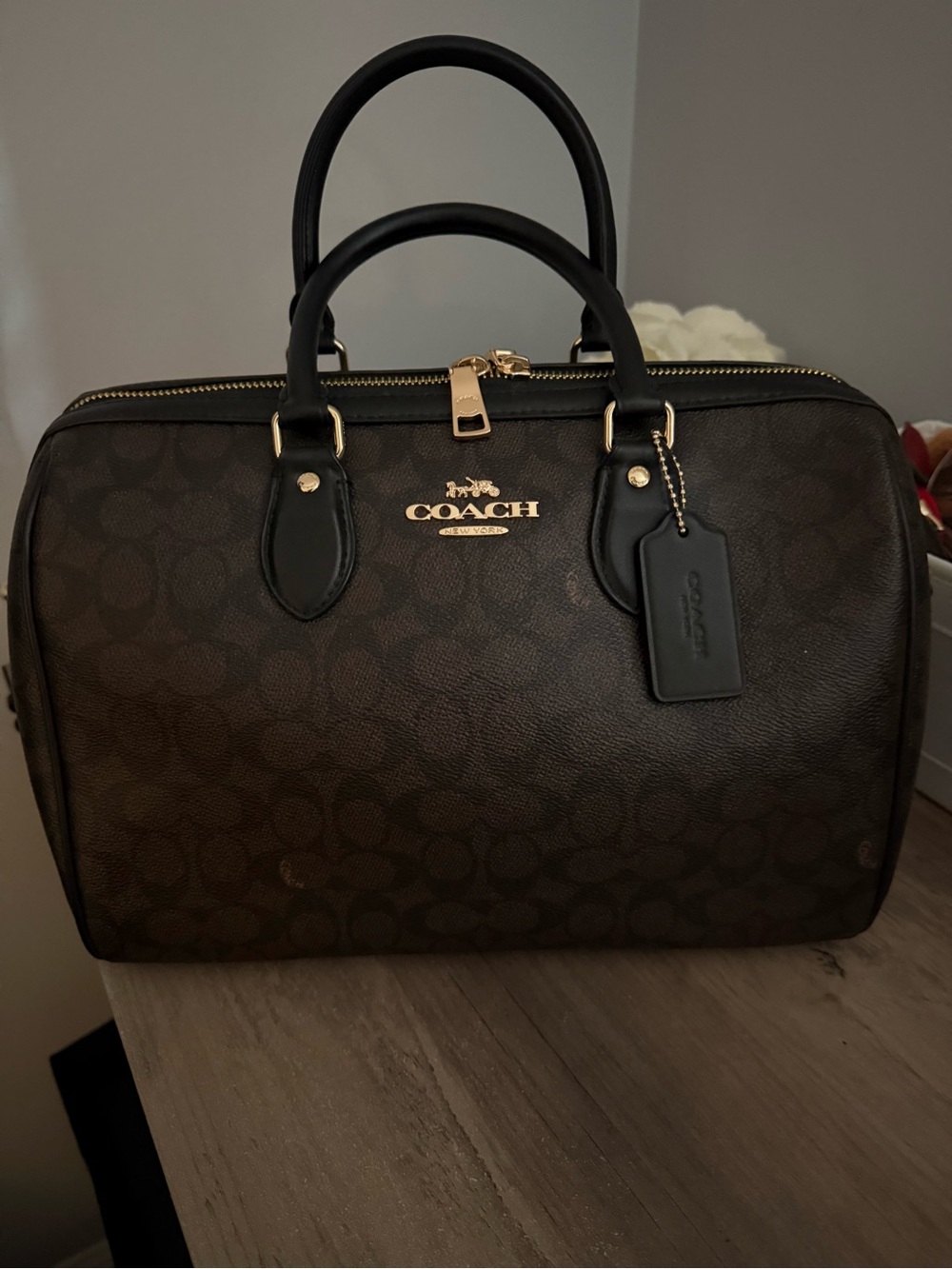 Coach Large Rowan in signature walnut  LIKE NEW